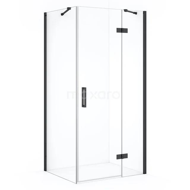 Diamond Duschkabine | 100x80 cm Schwarzchrom Drehtür Rechteck CDB224608410BCN