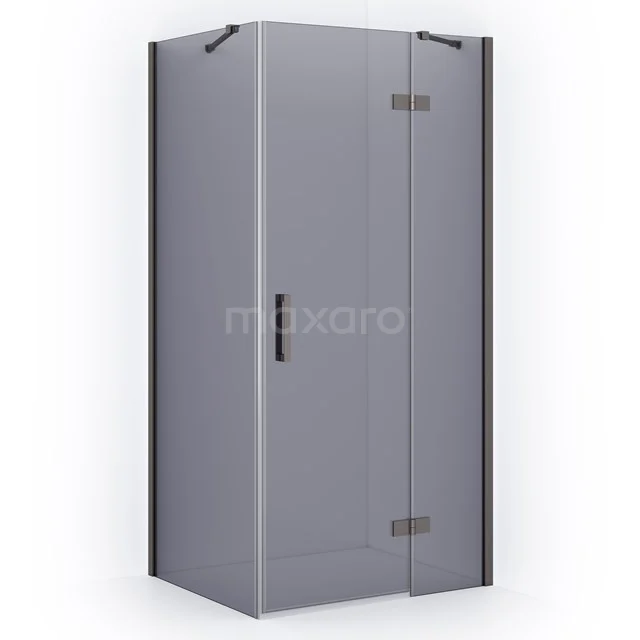 Diamond Shower enclosure | 120x80 cm Black metal Smoke glass Pivot door Rectangle CDB226608411ZMN