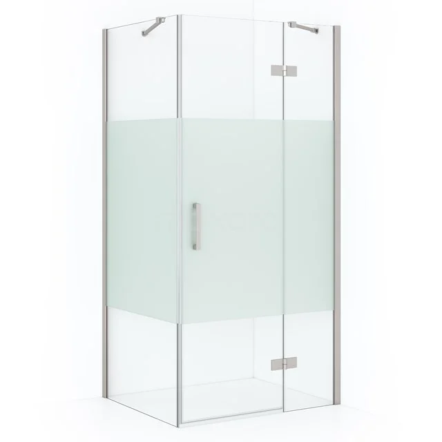 Diamond Shower enclosure | 120x80 cm Stainless steel Clear with matt strip Pivot door Rectangle CDB226608413BR