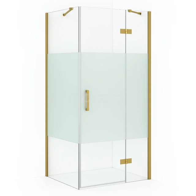 Diamond Shower enclosure | 120x80 cm Gold Clear with matt strip Pivot door Rectangle CDB226608413GGN