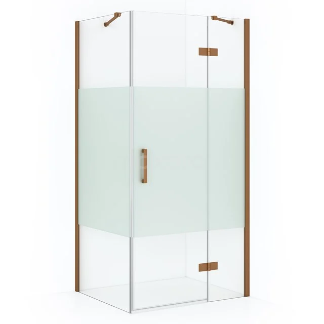 Diamond Shower enclosure | 120x80 cm Copper Clear with matt strip Pivot door Rectangle CDB226608413KP