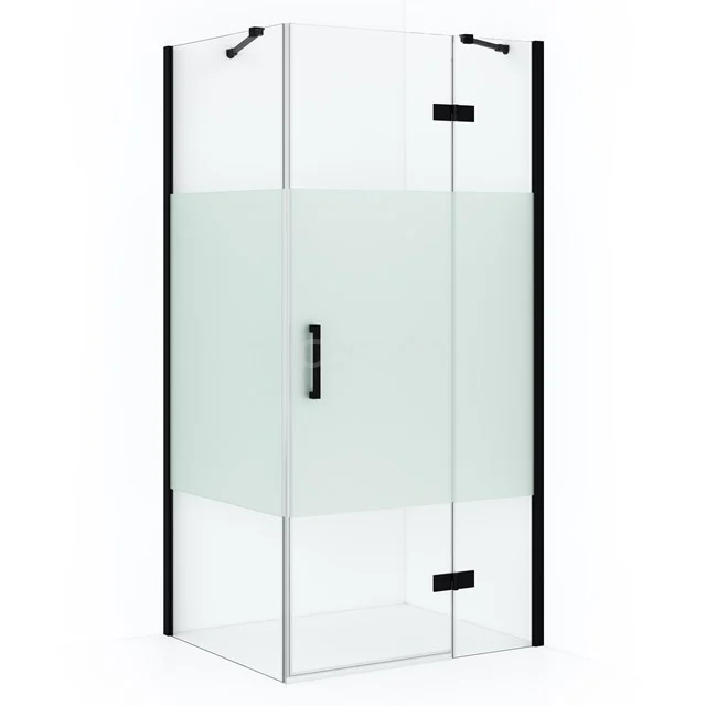 Diamond Shower cabin | 100x80 cm Matte black Clear with matt strip Pivot door Rectangle CDB224608413MB