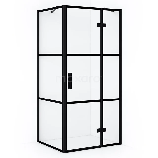 Diamond Shower cabin | 110x80 cm Matte black Clear with 4 black stripes Pivot door Rectangle CDB226508418MB