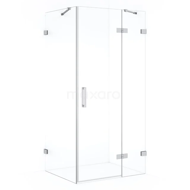 Diamond Douchecabine | 100x80 cm Chroom Helder glas Draaideur Rechthoek CDB224608420C