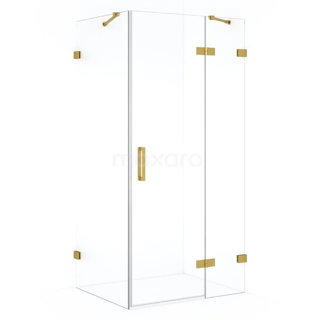 Diamond Douchecabine | 100x70 cm Goud Helder glas Draaideur Rechthoek CDB224607420GG