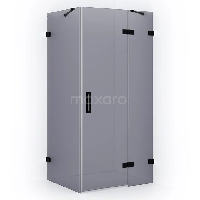Diamond Shower enclosure | 100x80 cm Matte black Smoke glass Pivot door Rectangle CDB224608421MB