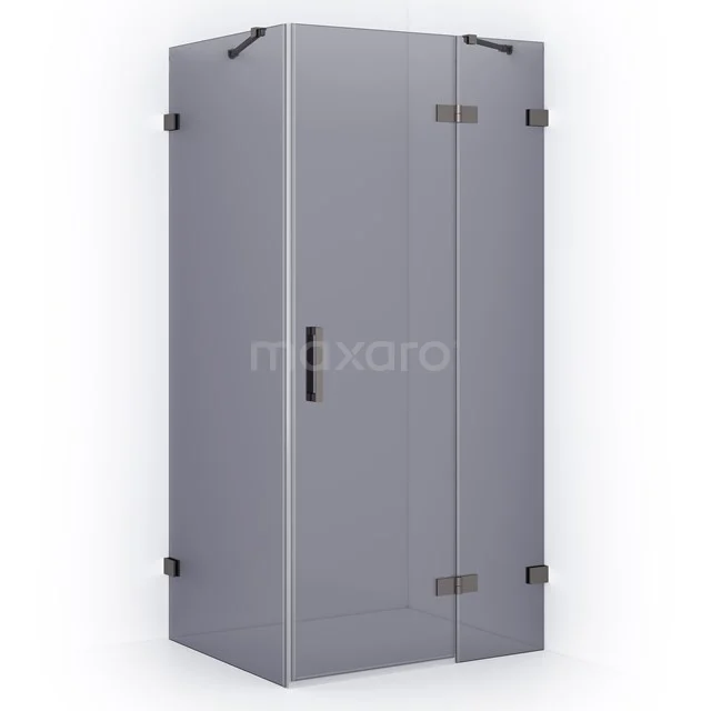 Diamond Shower enclosure | 100x80 cm Black metal Smoke glass Pivot door Rectangle CDB224608421ZM