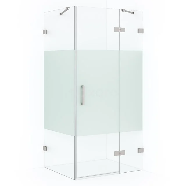 Diamond Shower enclosure | 110x80 cm Stainless steel Clear with matt strip Pivot door Rectangle CDB226508423BR