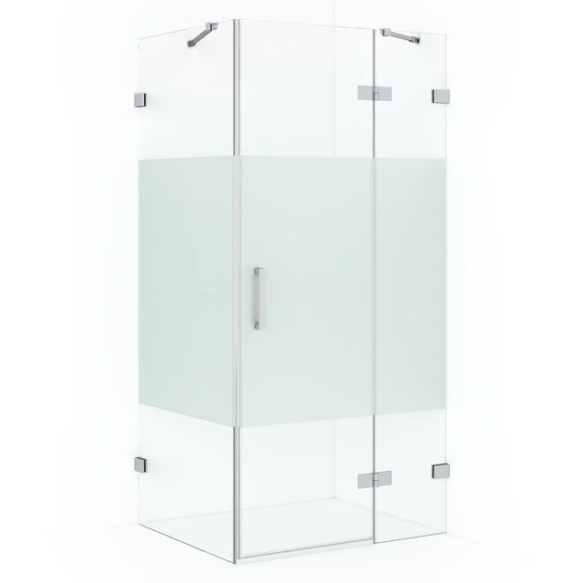 Diamond Shower enclosure | 110x80 cm Chrome Clear with matt strip Pivot door Rectangle CDB226508423C
