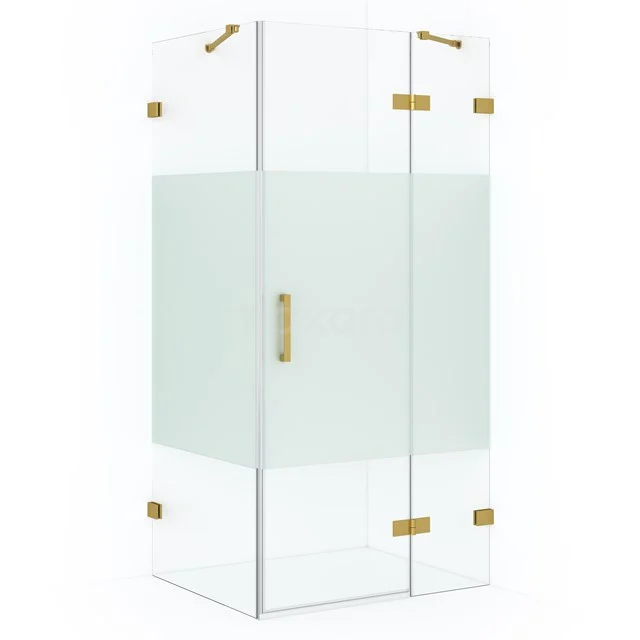 Diamond Shower enclosure | 110x80 cm Gold Clear with matt strip Pivot door Rectangle CDB226508423GG