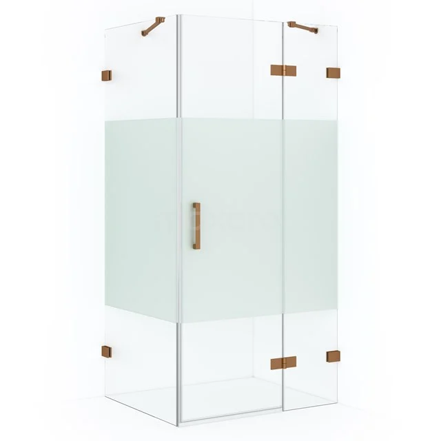 Diamond Shower enclosure | 110x80 cm Copper Clear with matt strip Pivot door Rectangle CDB226508423KP