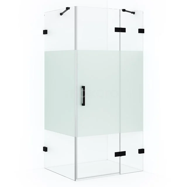 Diamond Shower enclosure | 110x80 cm Matte black Clear with matt strip Pivot door Rectangle CDB226508423MB