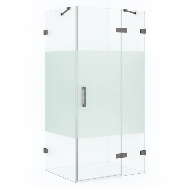 Diamond Shower enclosure | 100x80 cm Black metal Clear with matt strip Pivot door Rectangle CDB224608423ZM
