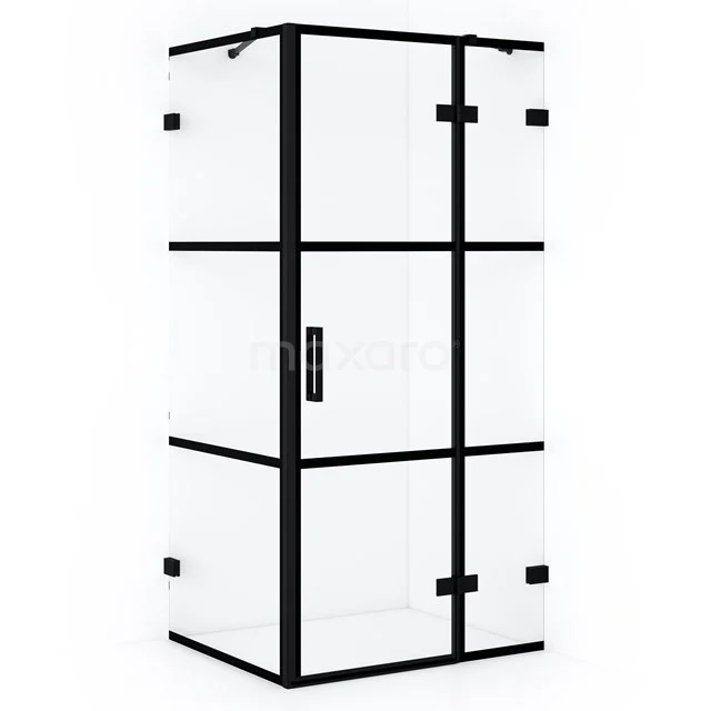 Diamond Shower cabin | 100x80 cm Matte black Clear with 4 black stripes Pivot door Rectangle CDB224608428MB