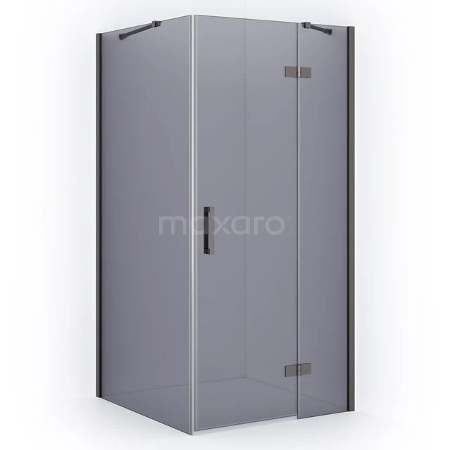 Diamond Shower enclosure | 120x90 cm Black metal Smoke glass Pivot door Rectangle CDB226609411ZMN