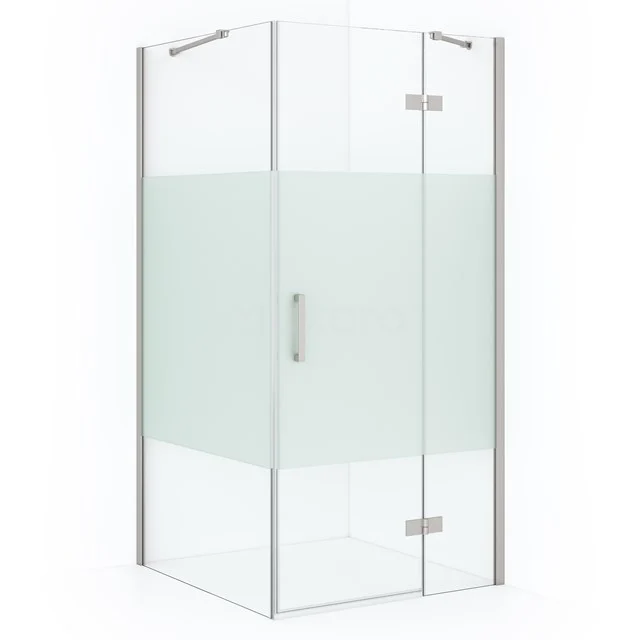 Diamond Shower enclosure | 120x90 cm Stainless steel Clear with matt strip Pivot door Rectangle CDB226609413BR