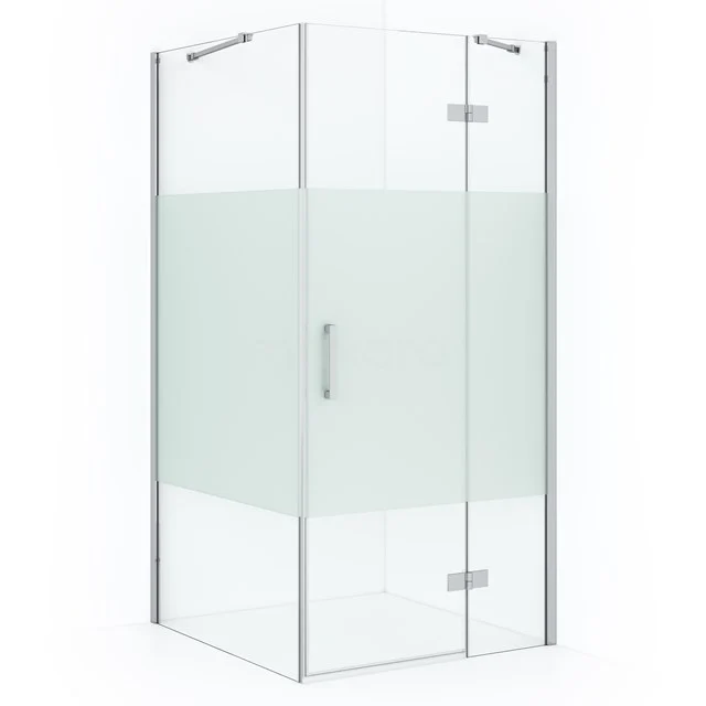 Diamond Douchecabine | 110x90 cm Chroom Helder met matte strook Draaideur Rechthoek CDB226509413C