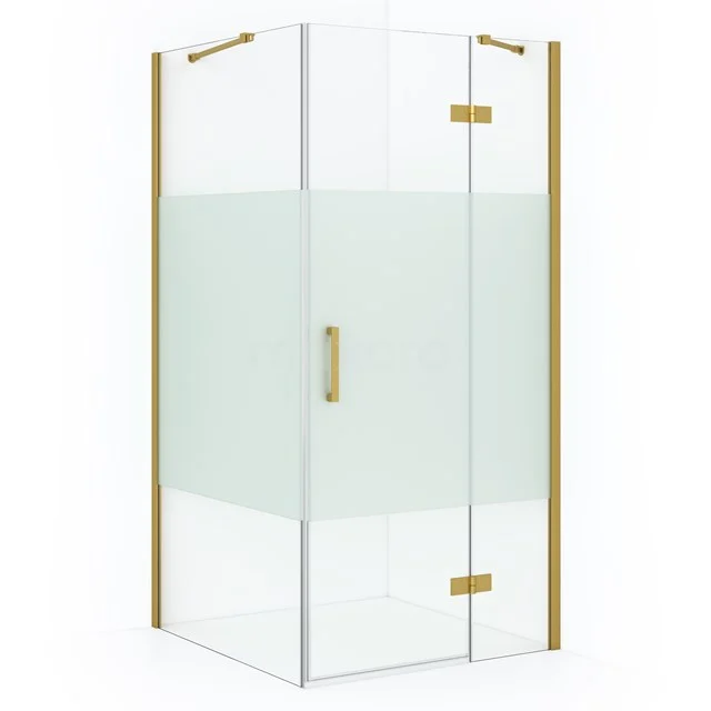 Diamond Douchecabine | 110x90 cm Goud Helder met matte strook Draaideur Rechthoek CDB226509413GGN