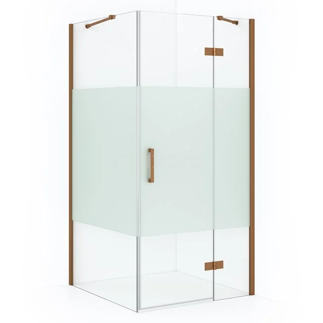 Diamond Shower enclosure | 110x90 cm Copper Clear with matt strip Pivot door Rectangle CDB226509413KP