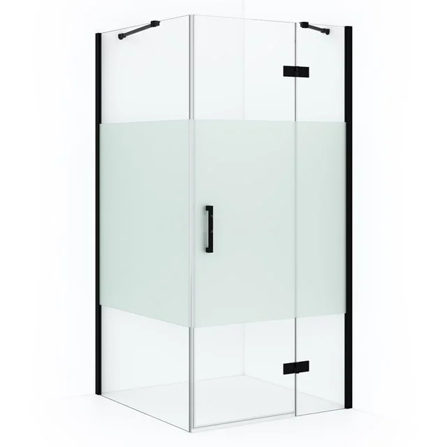 Diamond Shower enclosure | 110x90 cm Matte black Clear with matt strip Pivot door Rectangle CDB226509413MB