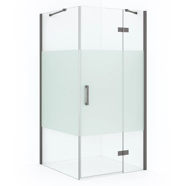 Diamond Shower enclosure | 120x90 cm Black metal Clear with matt strip Pivot door Rectangle CDB226609413ZMN