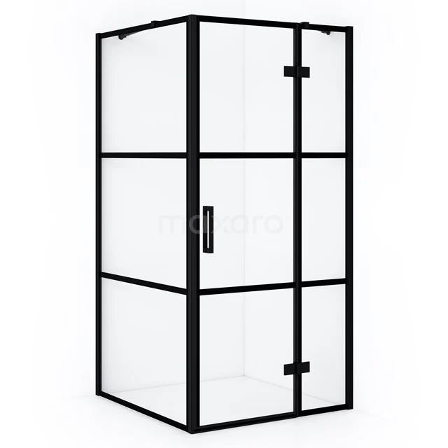 Diamond Shower enclosure | 120x90 cm Matte black Clear with 4 black stripes Pivot door Rectangle CDB226609418MB
