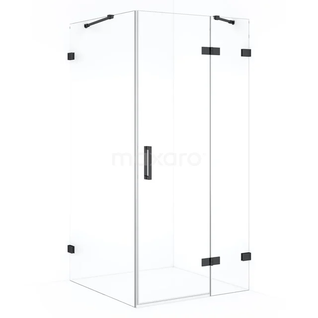 Diamond Douchecabine | 110x90 cm Zwart chroom Helder glas Draaideur Rechthoek CDB226509420BC