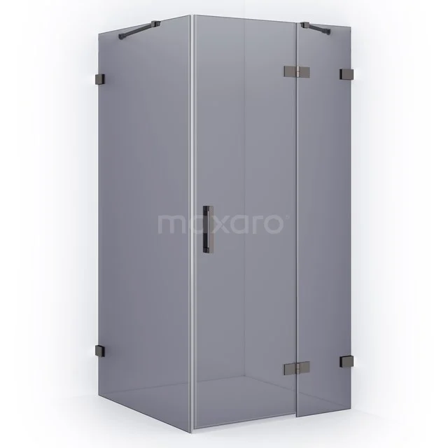 Diamond Shower cabin | 110x100 cm Black metal Smoke glass Pivot door Rectangle CDB226510421ZM
