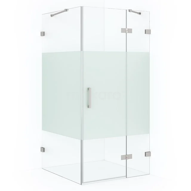 Diamond Shower cabin | 100x100 cm Stainless steel Clear with matt strip Pivot door Square CDB224610423BR