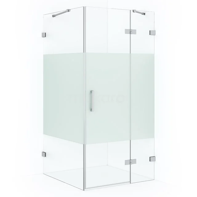 Diamond Douchecabine | 100x90 cm Chroom Helder met matte strook Draaideur Rechthoek CDB224609423C