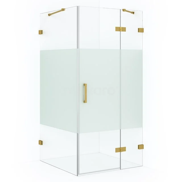 Diamond Shower enclosure | 100x100 cm Gold Clear with matt strip Pivot door Square CDB224610423GG