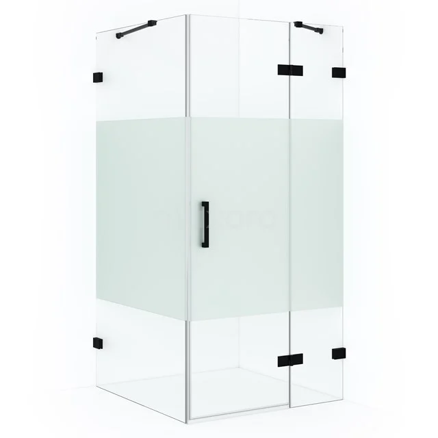 Diamond Shower enclosure | 110x100 cm Matte black Clear with matt strip Pivot door Rectangle CDB226510423MB