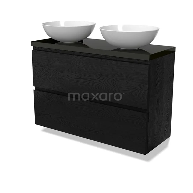 Modulo Plato Slim Badmöbel mit Aufsatzwaschbecken | 100 cm Schwarze Eiche Grifflos front Hochglanz Schwarz blatt 2 übereinanderliegende Schubladen BMK37-02767 Modulo Plato Slim Badmöbel mit Aufsatzwaschbecken | 100 cm Schwarze Eiche Grifflos front Hochglanz Schwarz blatt 2 übereinanderliegende Schubladen BMK37-02767