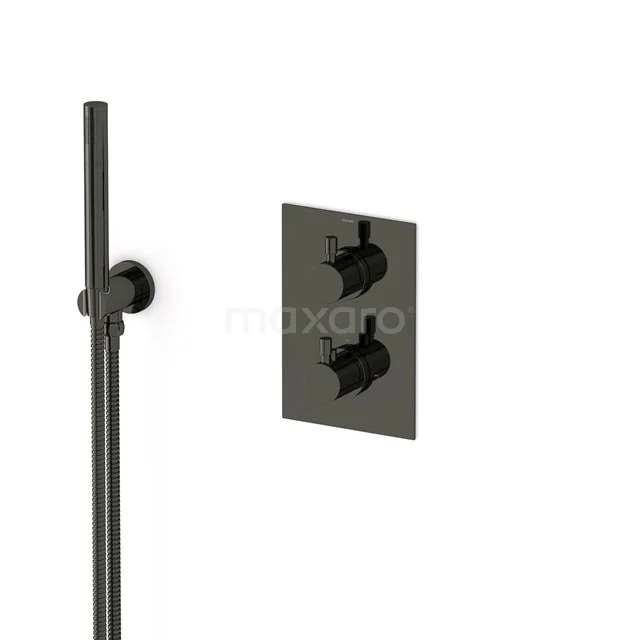Radius concealed shower mixer set | Black chrome Thermostatic mixer with handheld shower 1 position AIB55-00004