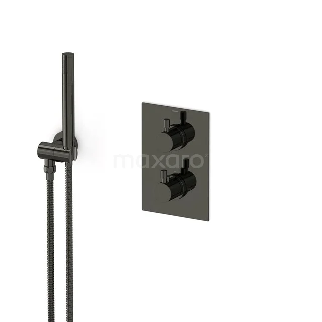 Radius Unterputz-Brausegarnitur | Schwarzchrom Thermostatarmatur mit Handbrause 1 Position AIB55-00005