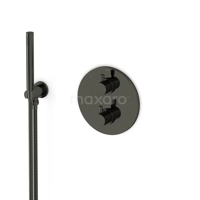 Radius Unterputz-Brausegarnitur | Schwarzchrom Thermostatarmatur mit Handbrause 1 Position AIB55-00014