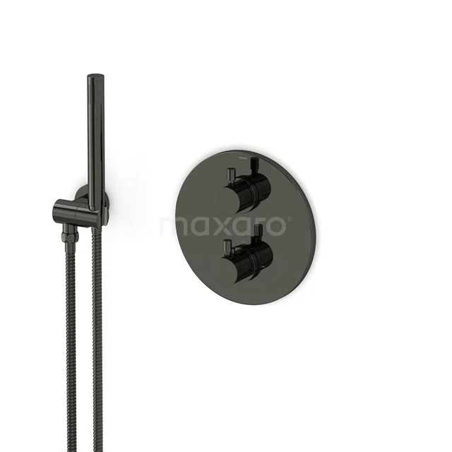 Radius concealed shower mixer set | Black chrome Thermostatic mixer with handheld shower 1 position AIB55-00015