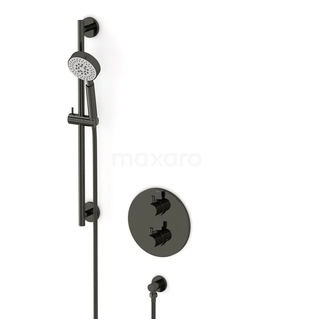 Radius Unterputz-Brausegarnitur | Schwarzchrom Thermostatarmatur mit Handbrause 5 Positionen AIB55-00017 Radius Unterputz-Brausegarnitur | Schwarzchrom Thermostatarmatur mit Handbrause 5 Positionen AIB55-00017