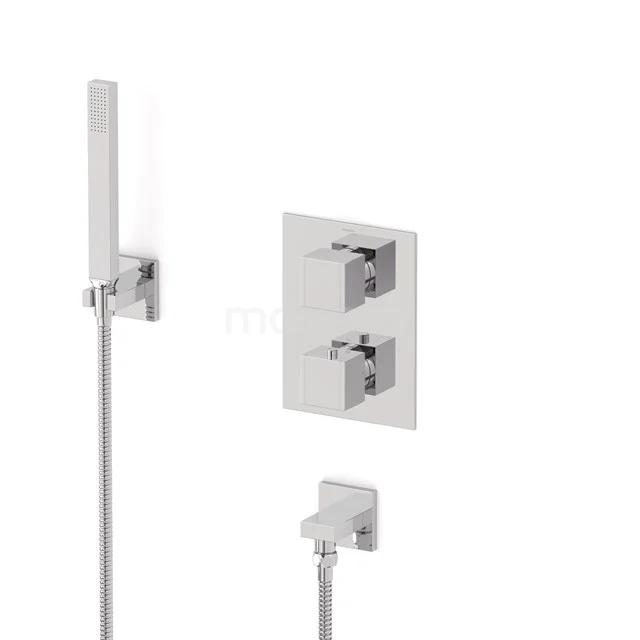Cubic Unterputz-Brausegarnitur | Chrom Thermostatarmatur mit Handbrause 1 Position AIC22-00001