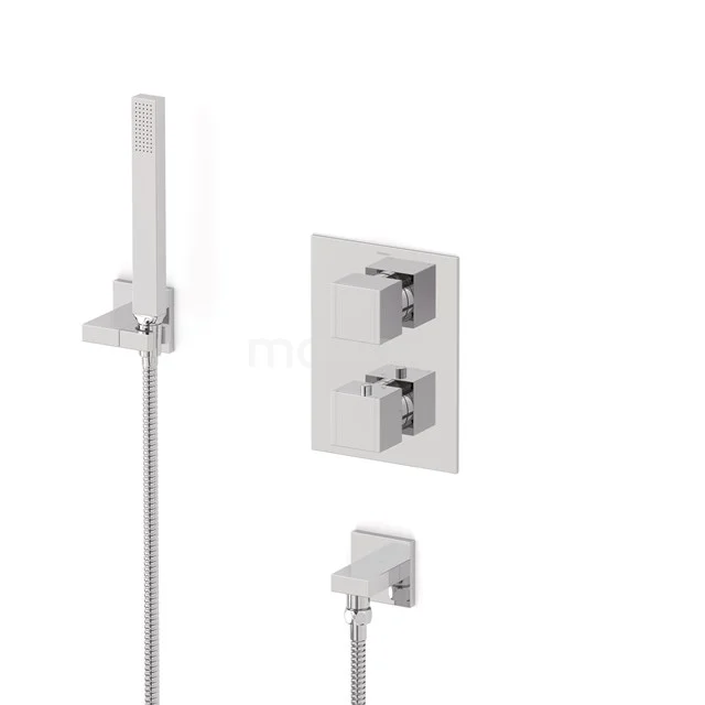 Cubic concealed shower mixer set | Chrome Thermostatic mixer with handheld shower 1 position AIC22-00003