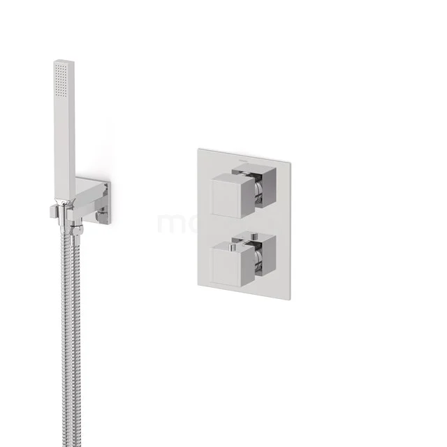 Cubic concealed shower mixer set | Chrome Thermostatic mixer with handheld shower 1 position AIC22-00004