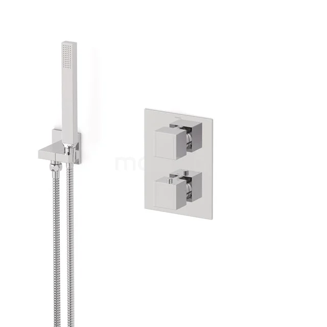 Cubic concealed shower mixer set | Chrome Thermostatic mixer with handheld shower 1 position AIC22-00005
