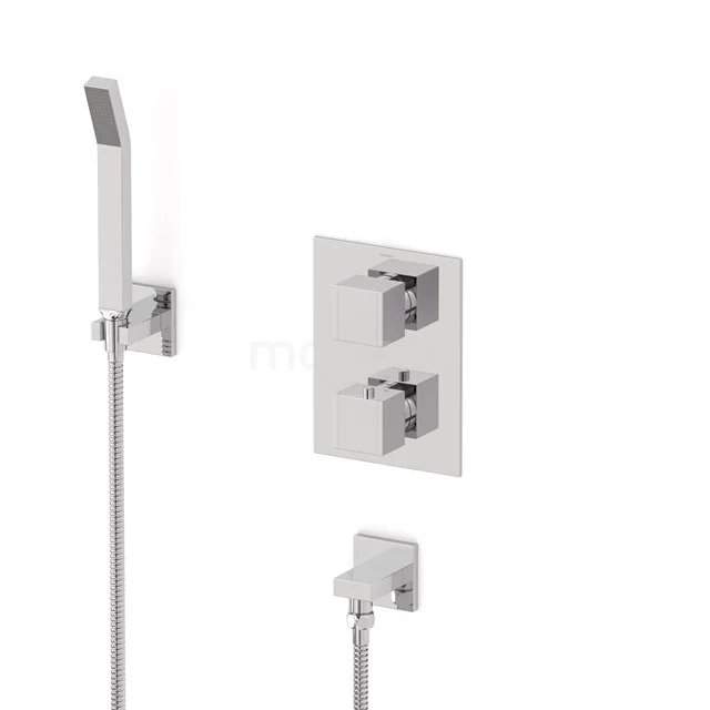Cubic concealed shower mixer set | Chrome Thermostatic mixer with handheld shower 1 position AIC22-00006