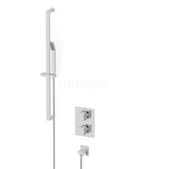 Cubic concealed shower mixer set | Chrome Thermostatic mixer with handheld shower 1 position AIC22-00007