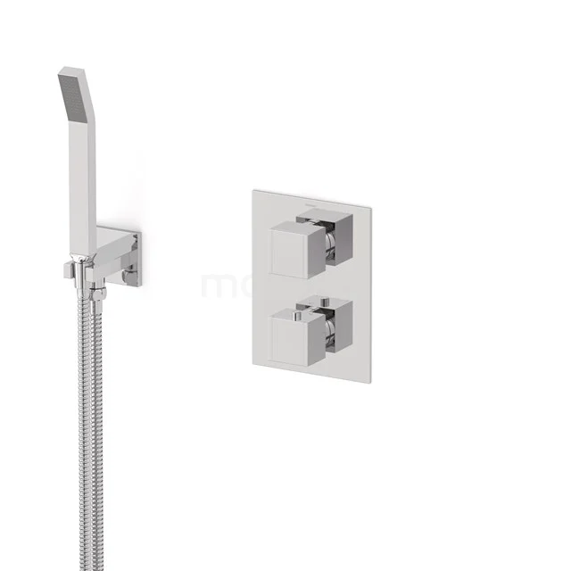 Cubic concealed shower mixer set | Chrome Thermostatic mixer with handheld shower 1 position AIC22-00009