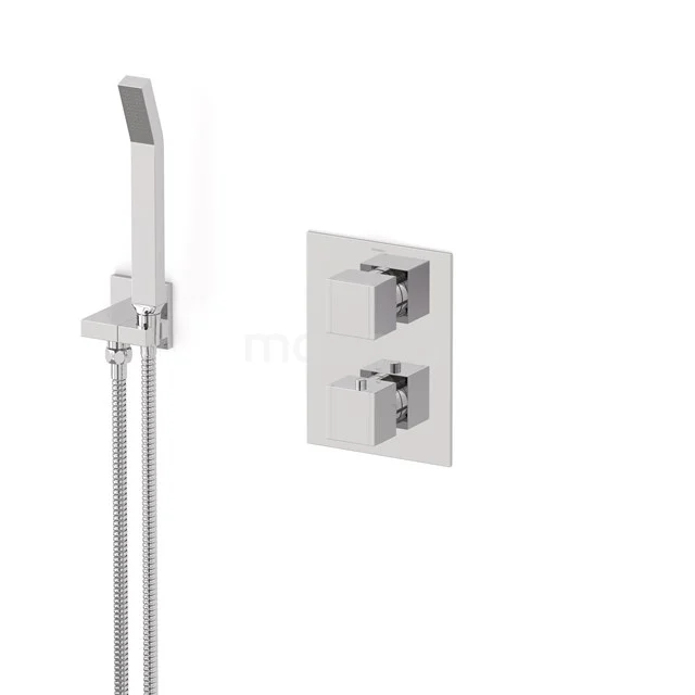 Cubic concealed shower mixer set | Chrome Thermostatic mixer with handheld shower 1 position AIC22-00010