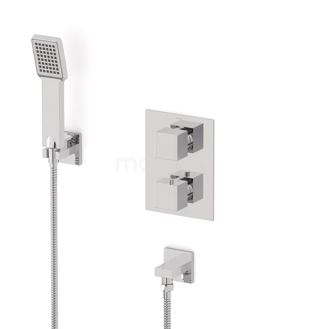 Cubic concealed shower mixer set | Chrome Thermostatic mixer with handheld shower 1 position AIC22-00011