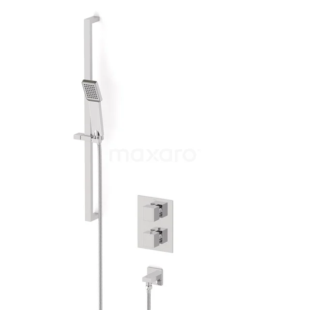 Cubic concealed shower mixer set | Chrome Thermostatic mixer with handheld shower 1 position AIC22-00012