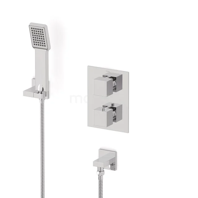 Cubic concealed shower mixer set | Chrome Thermostatic mixer with handheld shower 1 position AIC22-00013