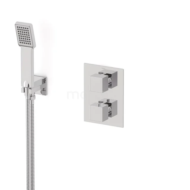 Cubic concealed shower mixer set | Chrome Thermostatic mixer with handheld shower 1 position AIC22-00014